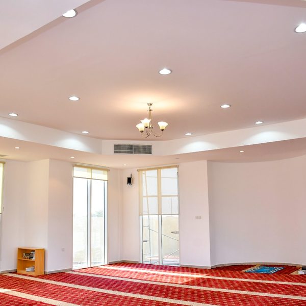 Prayer hall inside the hotel mosque